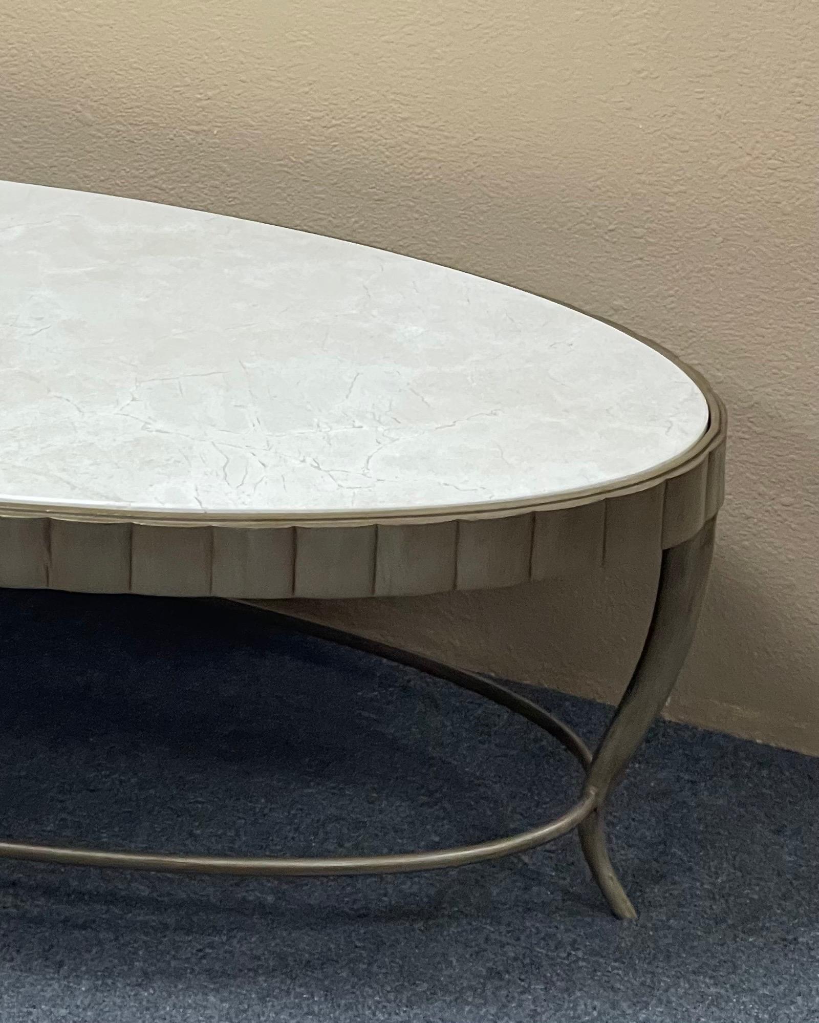 Table basse ovale Cinched surmontée de marbre de Barbara Barry pour Henredon en vente 3
