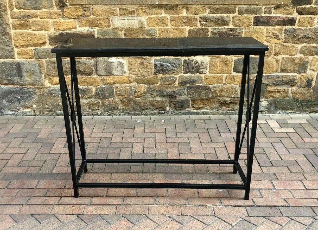 Modern Marble-Topped Console Table Wrought Iron Hall