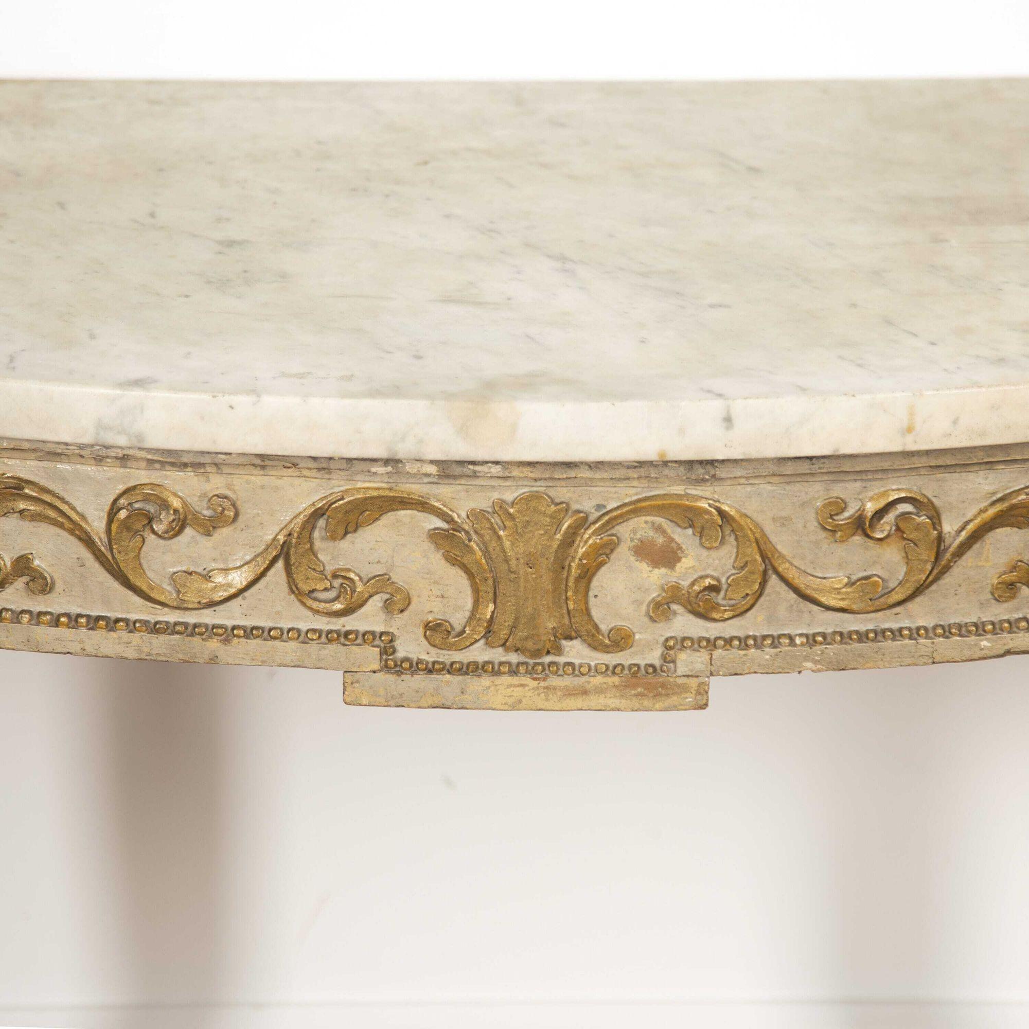18th Century and Earlier Marble Topped Demi-Lune Side Table