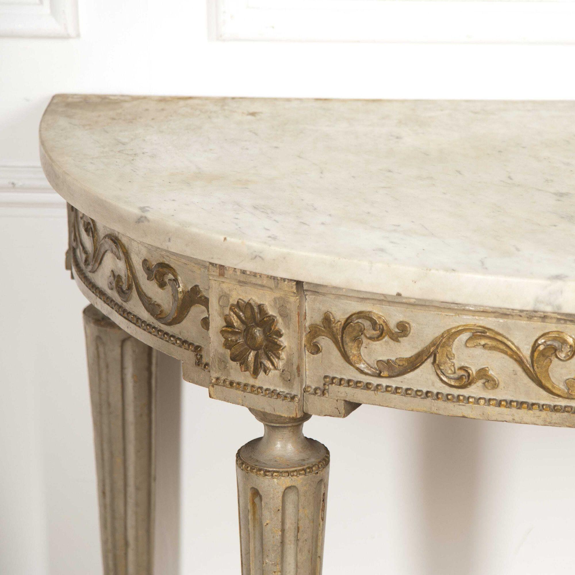 Marble Topped Demi-Lune Side Table 1