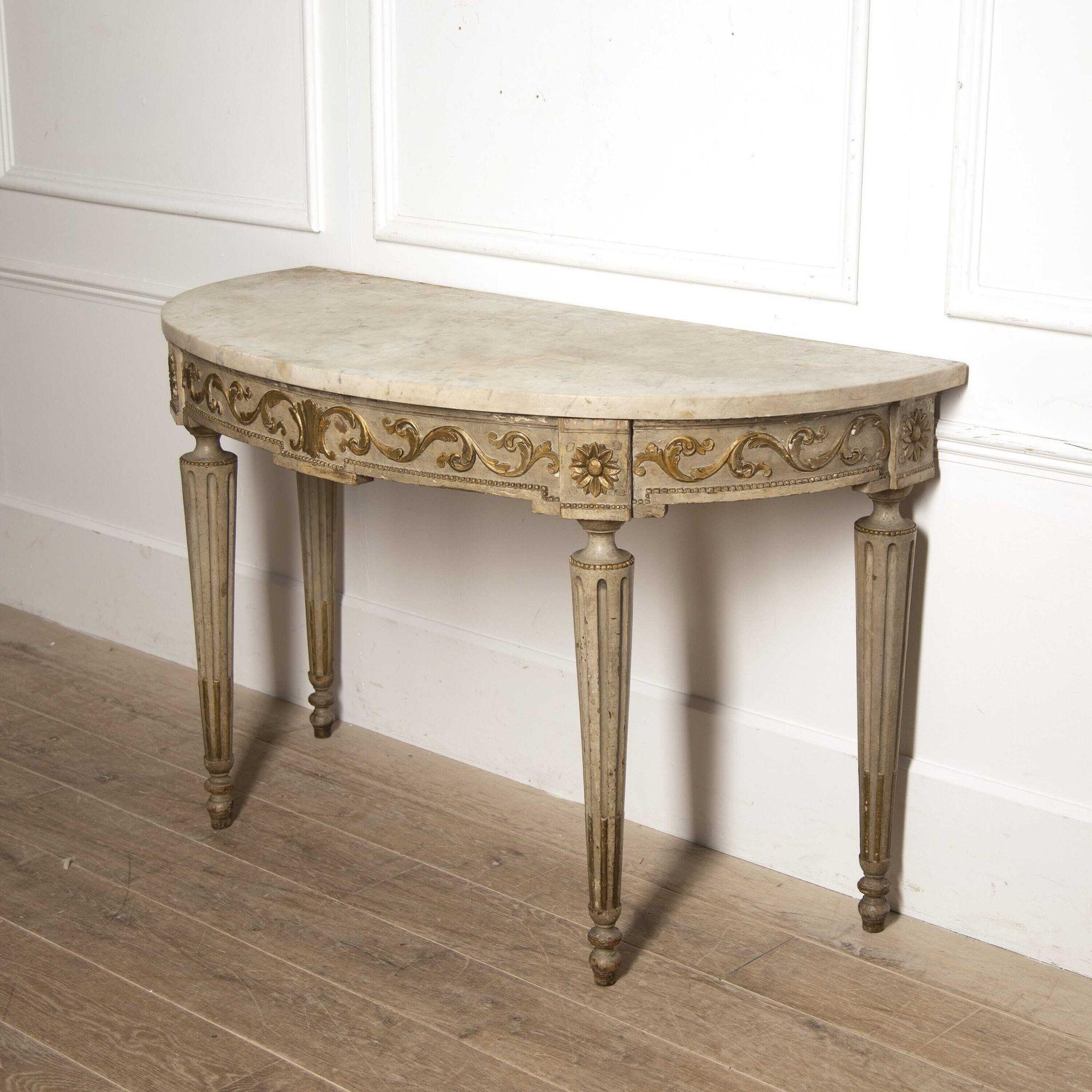 Marble Topped Demi-Lune Side Table 2