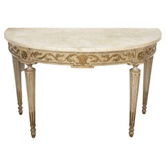 Marble Topped Demi-Lune Side Table
