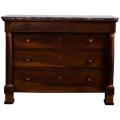 Marble Topped Four-Drawer Dresser with wood Detailed Key Holes