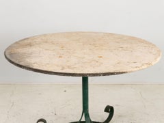 Marble Topped Garden or Pub Table with Green Iron Base, French 20th c.