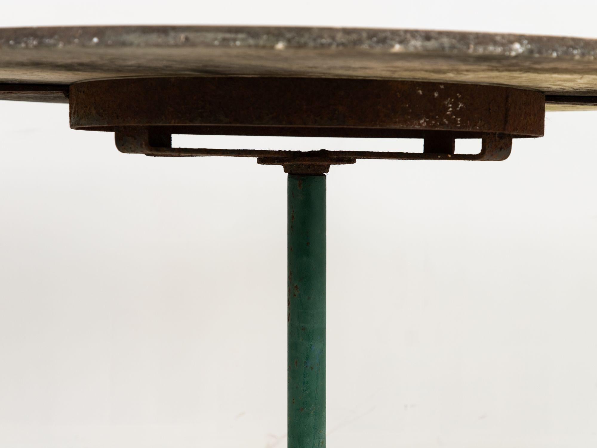 Marble Topped Garden or Pub Table with Green Iron Base, French 20th c. For Sale 5