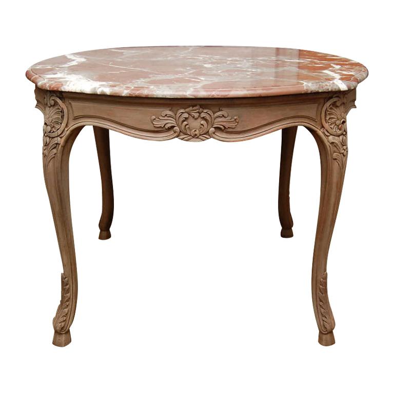 Marble Topped Louis  XV Style Table For Sale