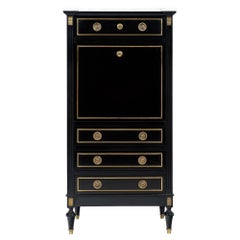 Marble Topped Louis XVI Style Mahogany Secretary