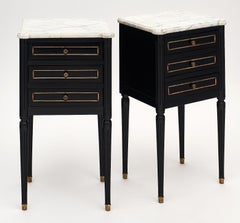 Marble-Topped Louis XVI Style Side Tables
