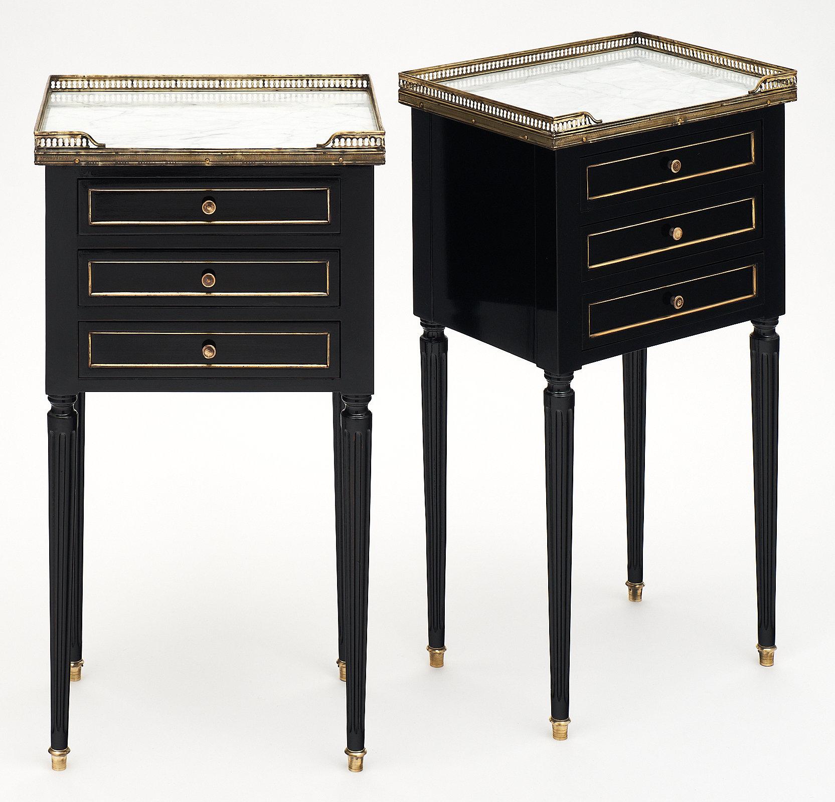 French Marble-Topped Louis XVI Style Side Tables