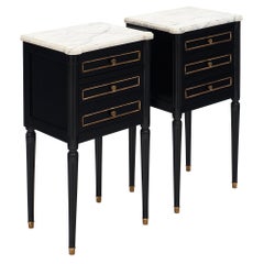 Antique Marble-Topped Louis XVI Style Side Tables