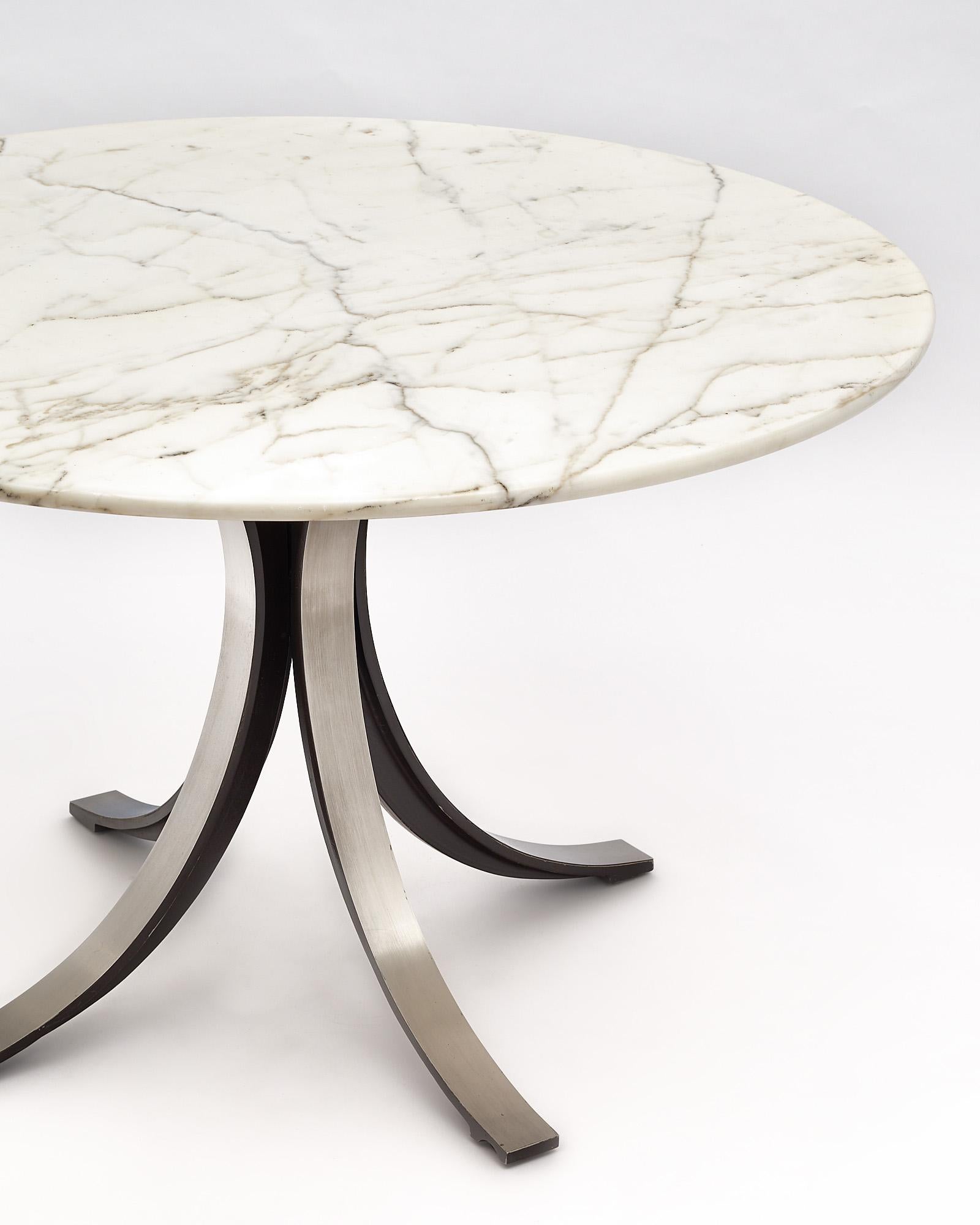 Marble Topped Osvaldo Borsani Dining Table In Good Condition For Sale In Austin, TX