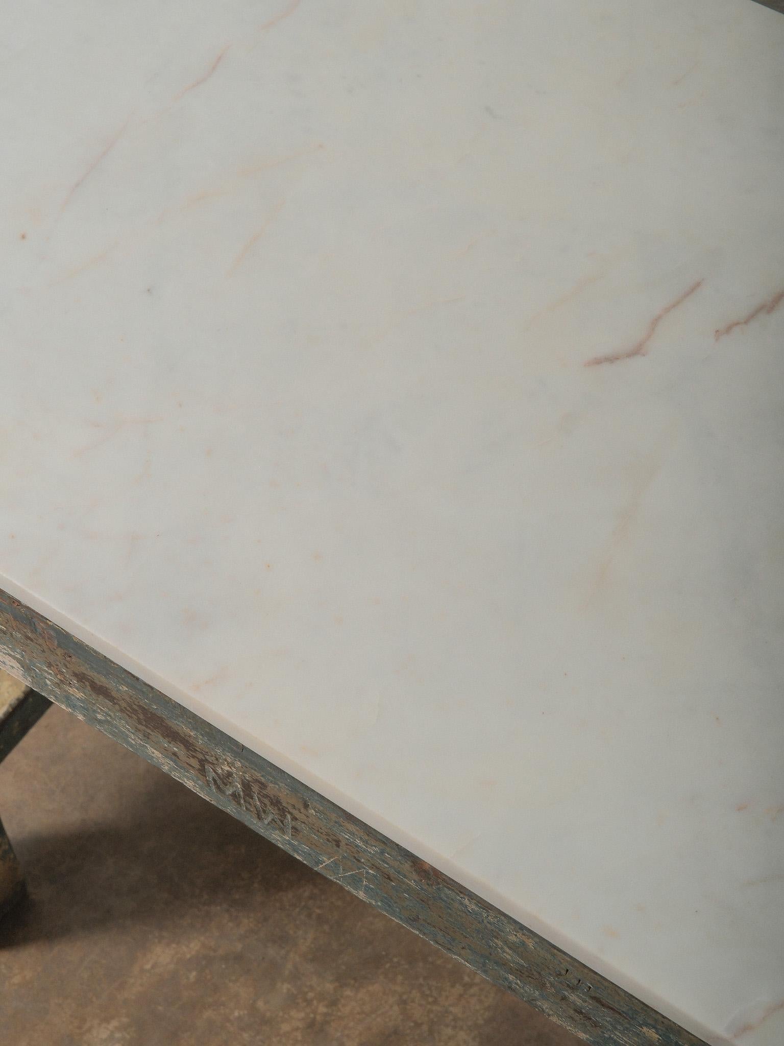 Indian Marble-Topped Painted Console Side Table For Sale