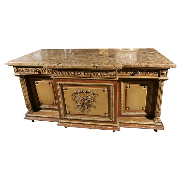 MARBLE TOPPED  SIDE CABINET For Sale