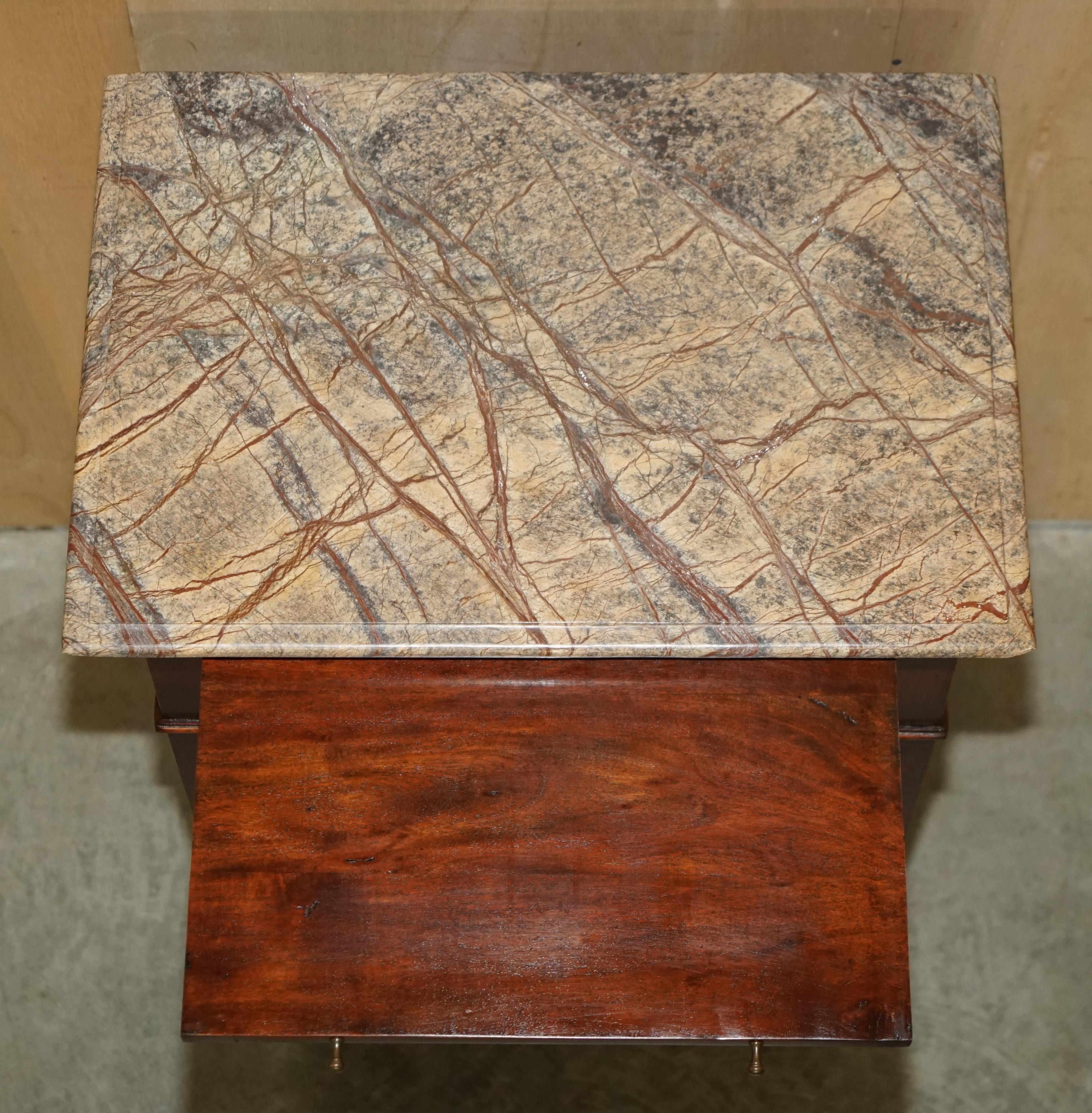 Marble Topped Side Table with Wine Bottle Holders for 20 Bottles & Serving Tray For Sale 14