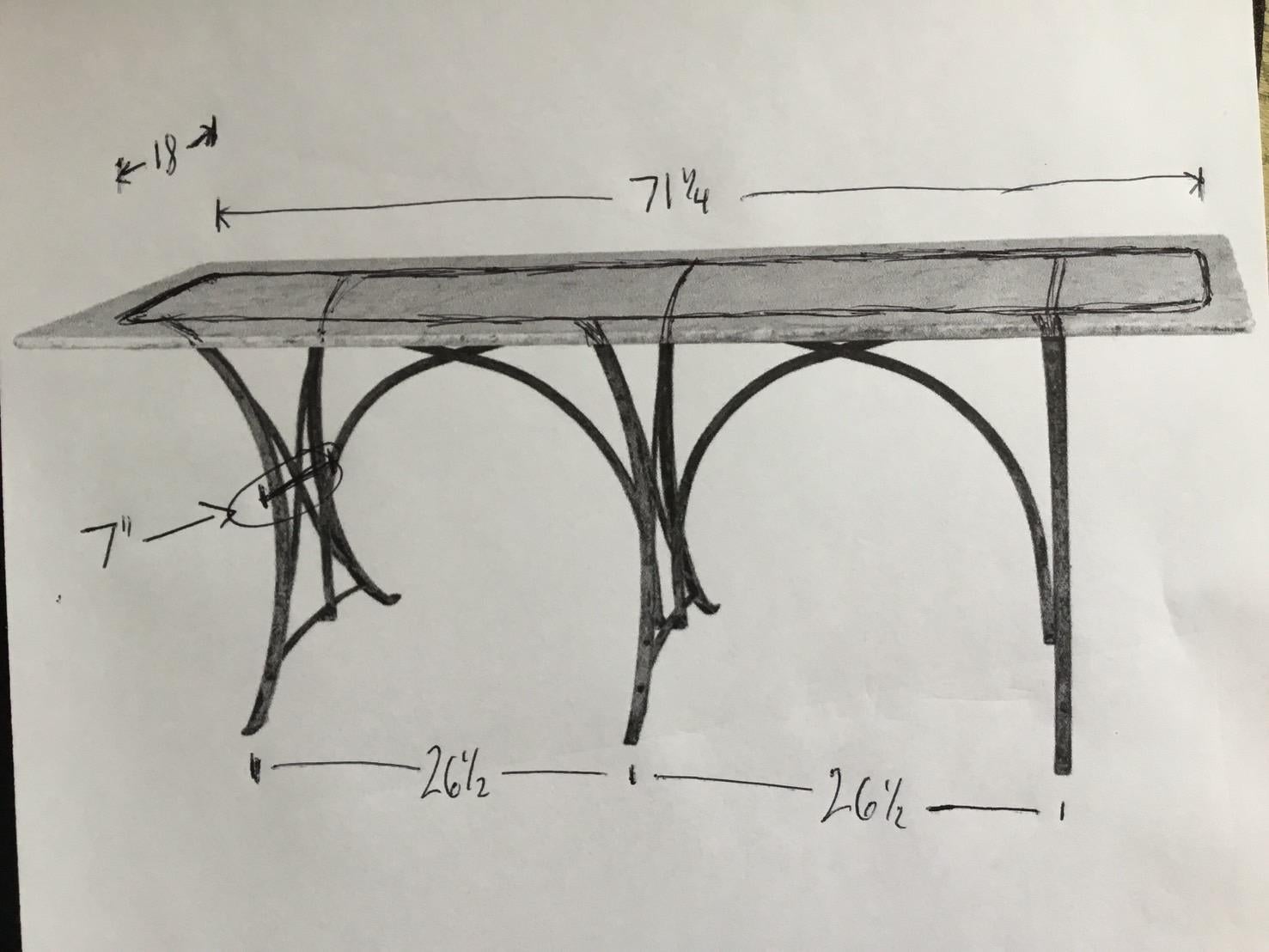 Marble topped table, Verdis wrought iron base, can be used inside outside. 3