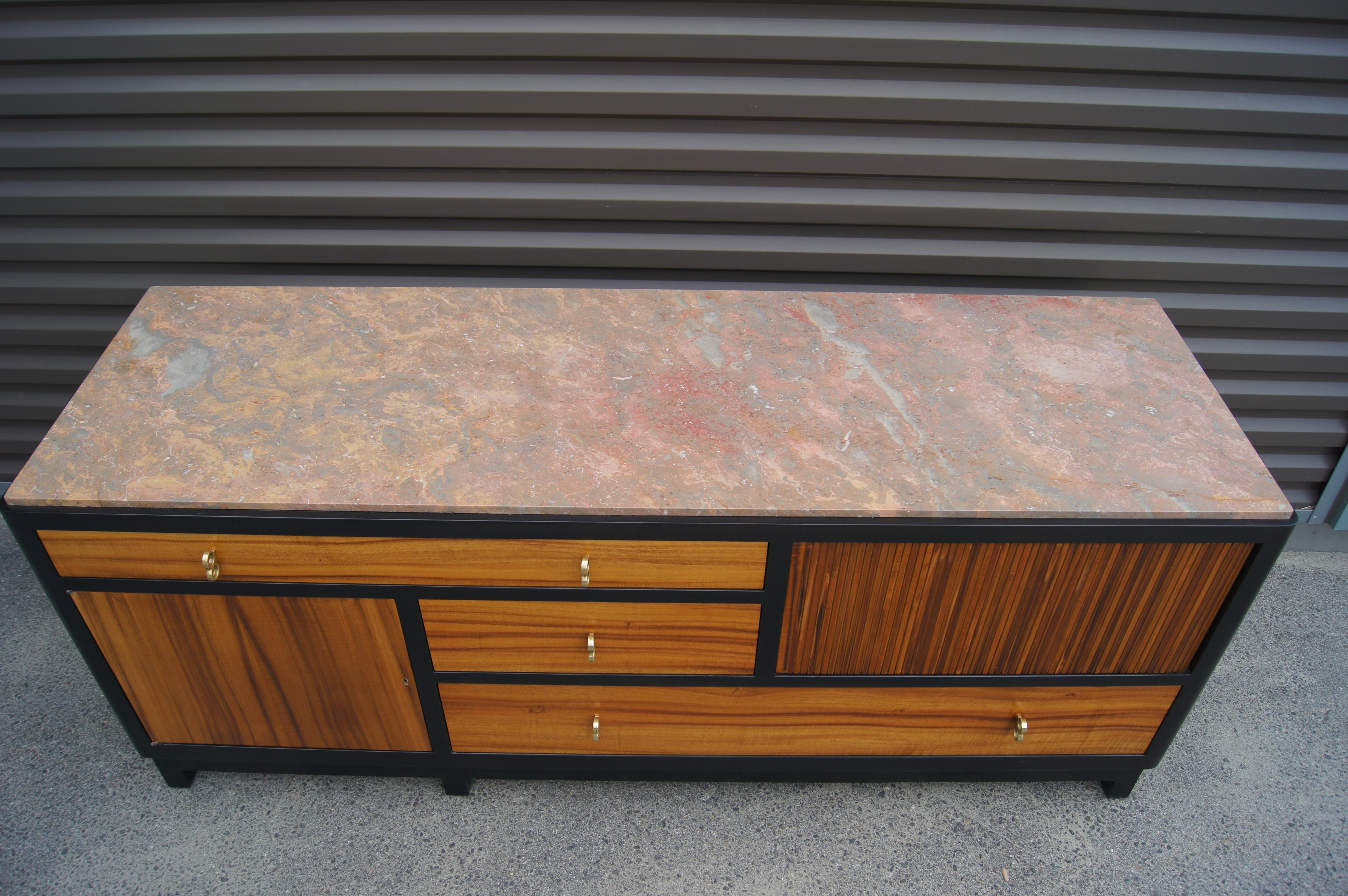 Mid-Century Modern Marble-Topped Tawi Wood Sideboard by Edward Wormley for Dunbar