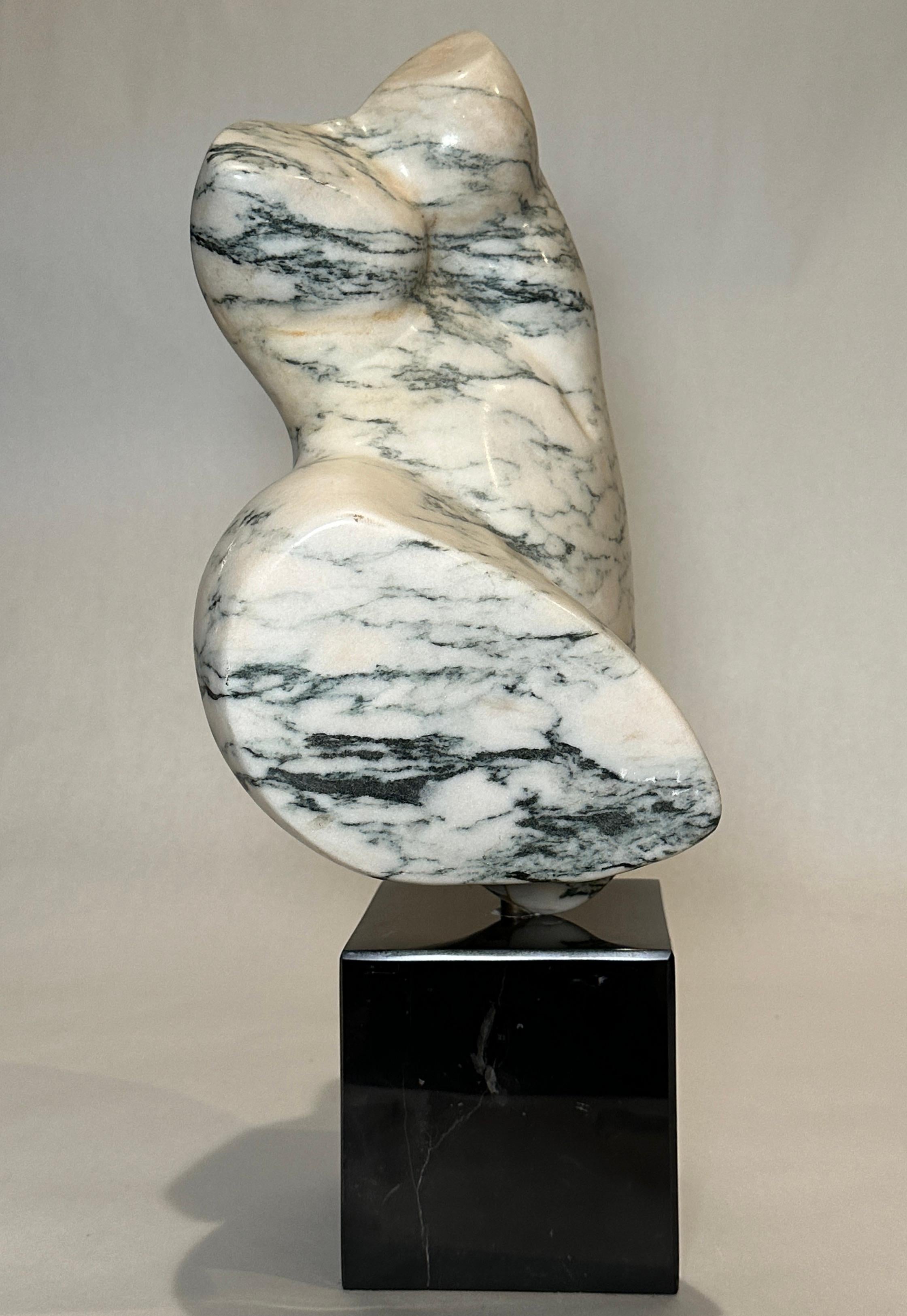 Modern Carved Marble Torso by Luis R. Cuevas In Good Condition For Sale In Norwood, NJ