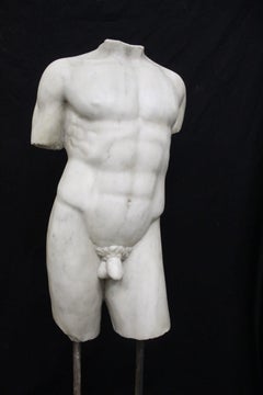 Marble torso, h123cm, Bust in Carrara marble, sculpture in marble