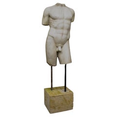 Vintage Marble torso, h123cm, Bust in Carrara marble, sculpture in marble
