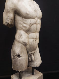 Torso von Merkur aus Marmor, H 92 cm, Marmorskulptur