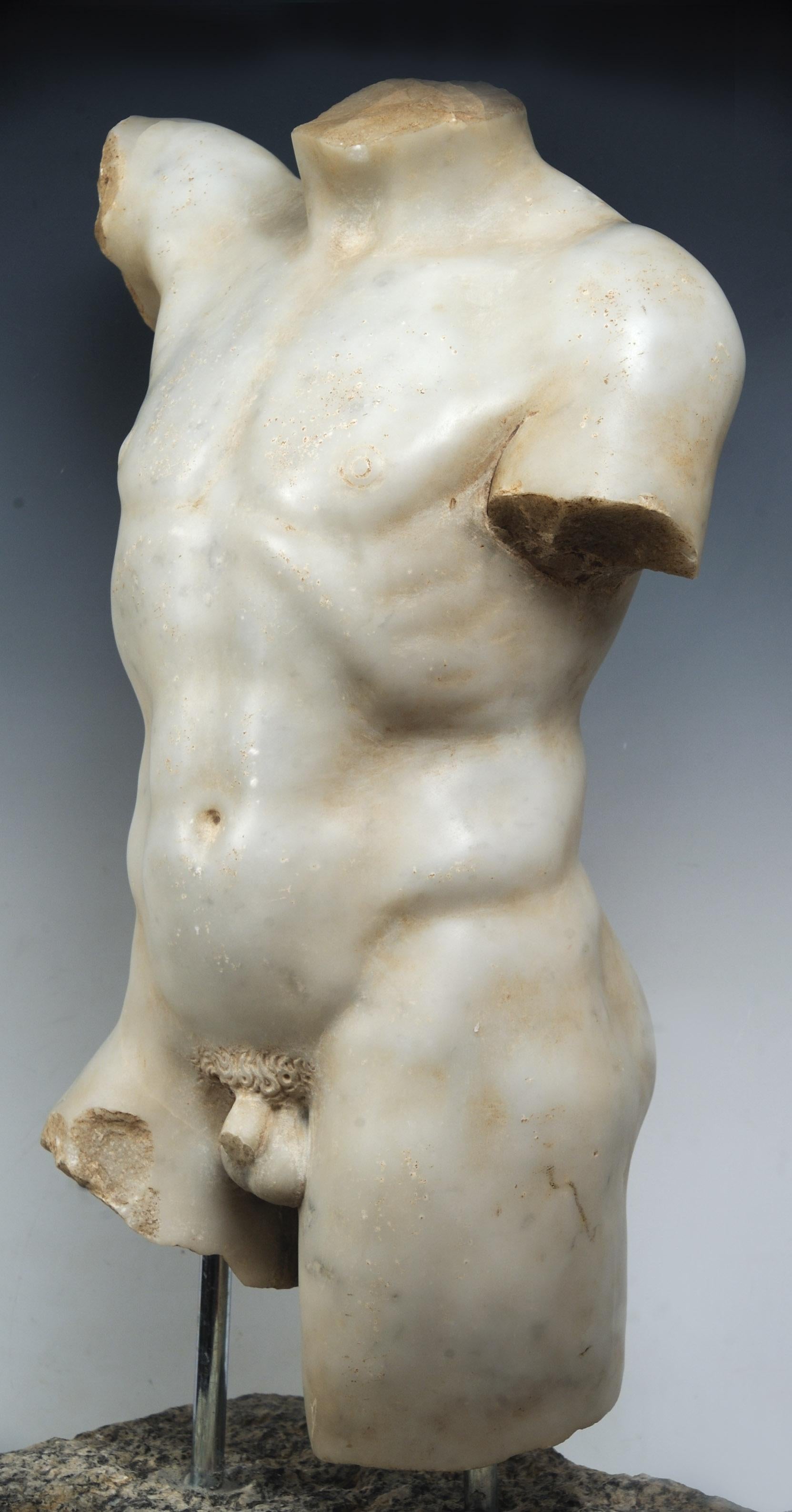 Marmor Torso eines Athleten, nach der Antike, 19. Jahrhundert oder früher, Italien (Klassisch-griechisch) im Angebot