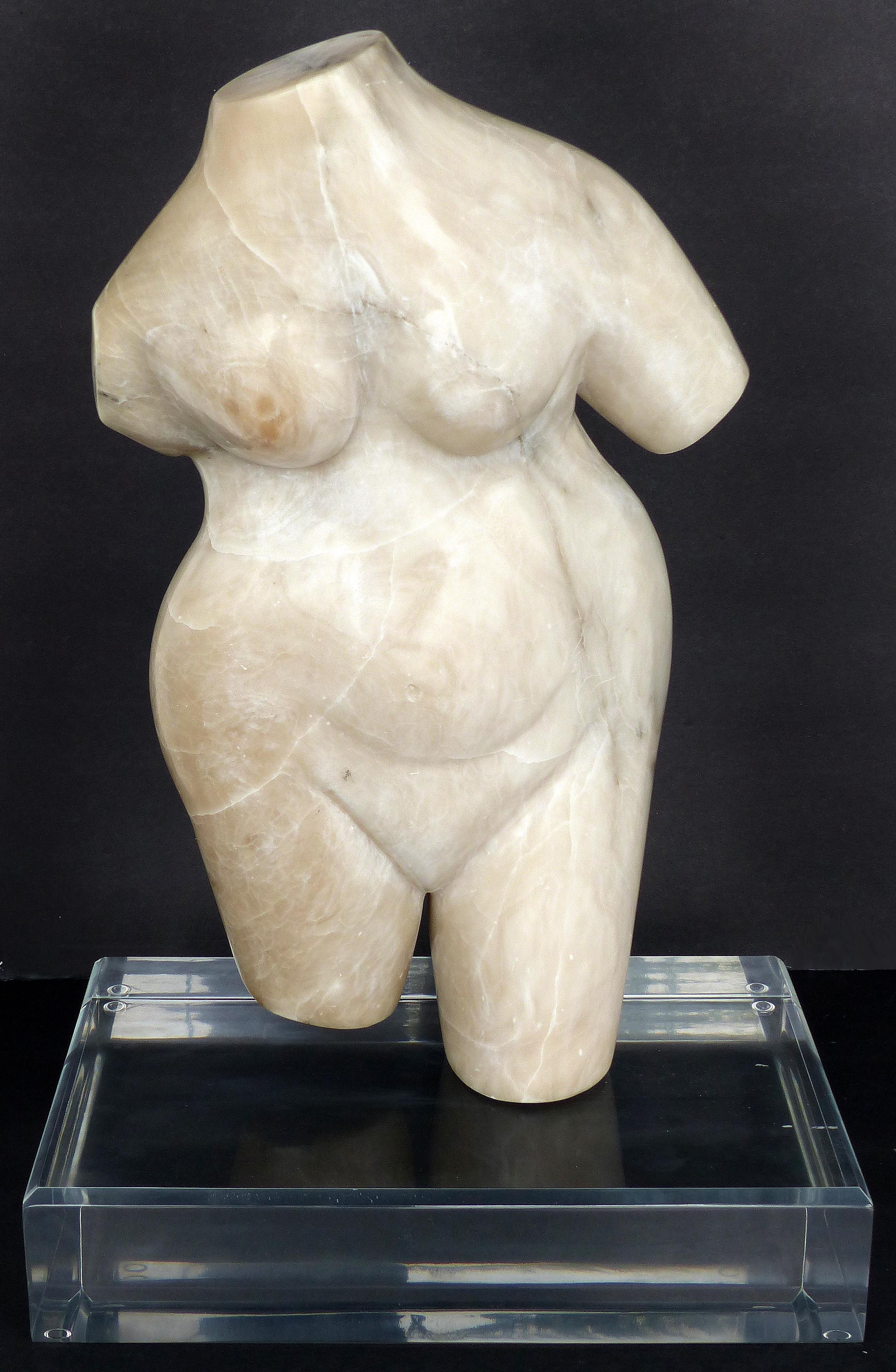 American Marble Torso Sculpture on a Lucite Base