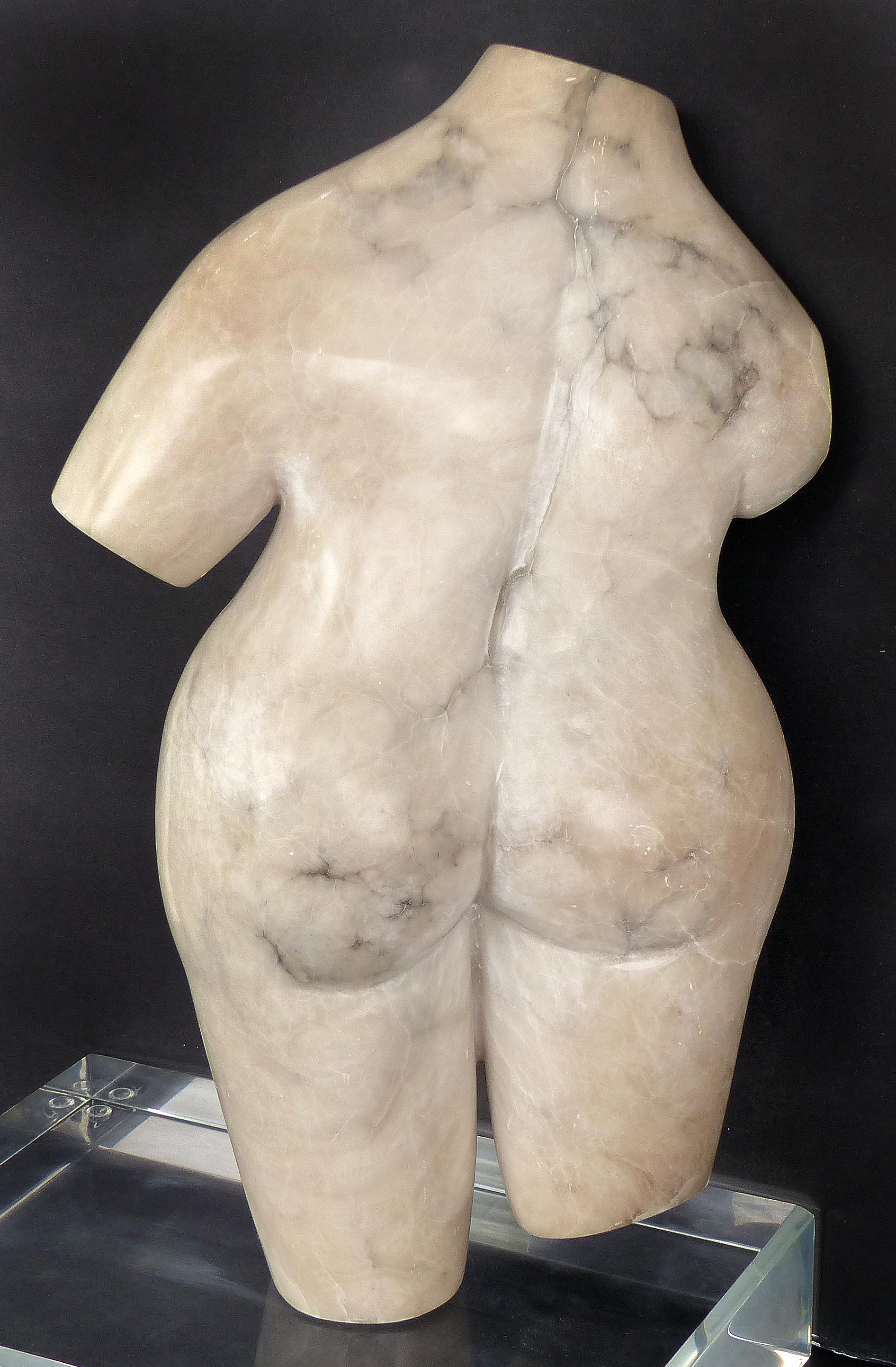 Marble Torso Sculpture on a Lucite Base In Good Condition In Miami, FL
