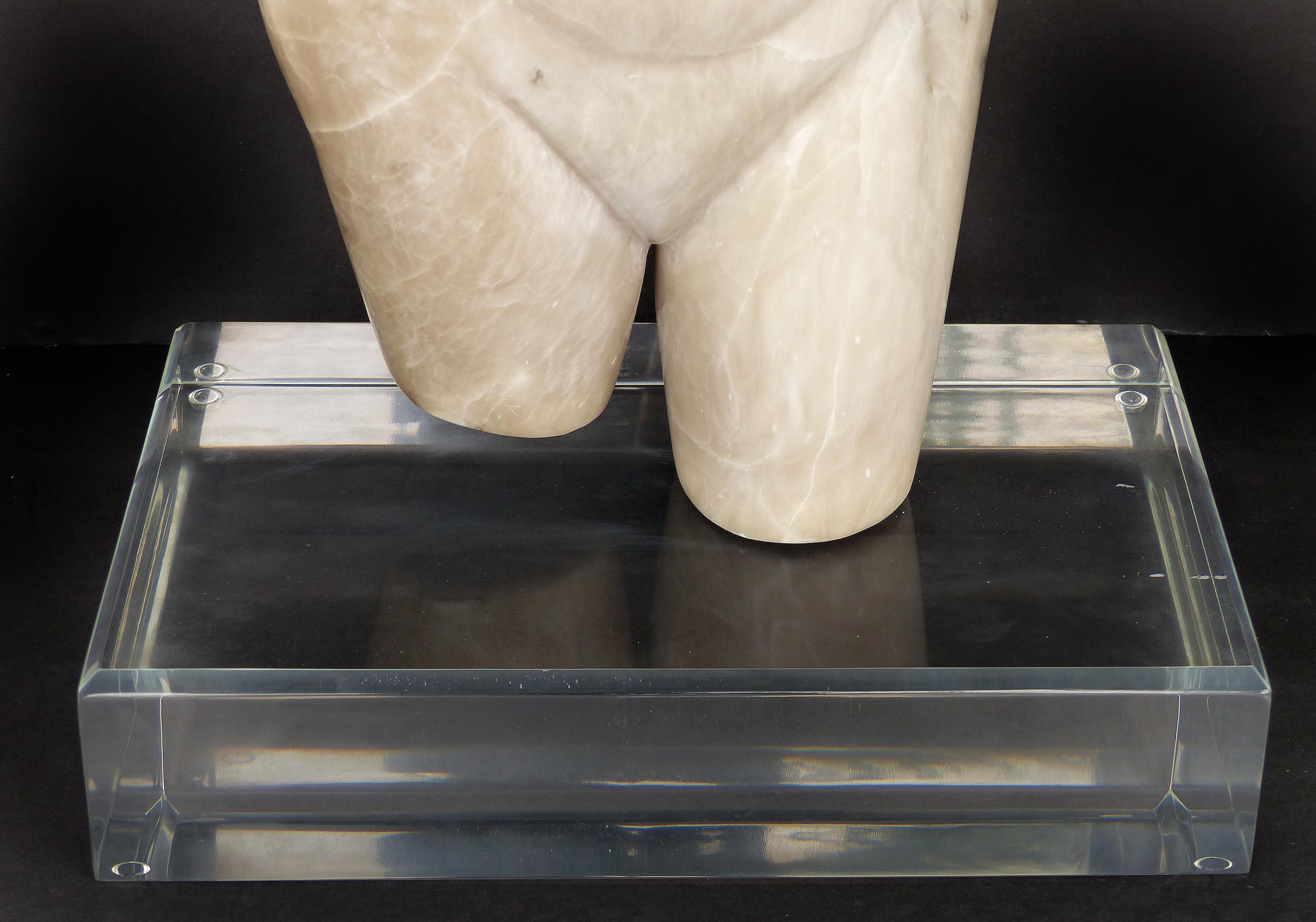 20th Century Marble Torso Sculpture on a Lucite Base