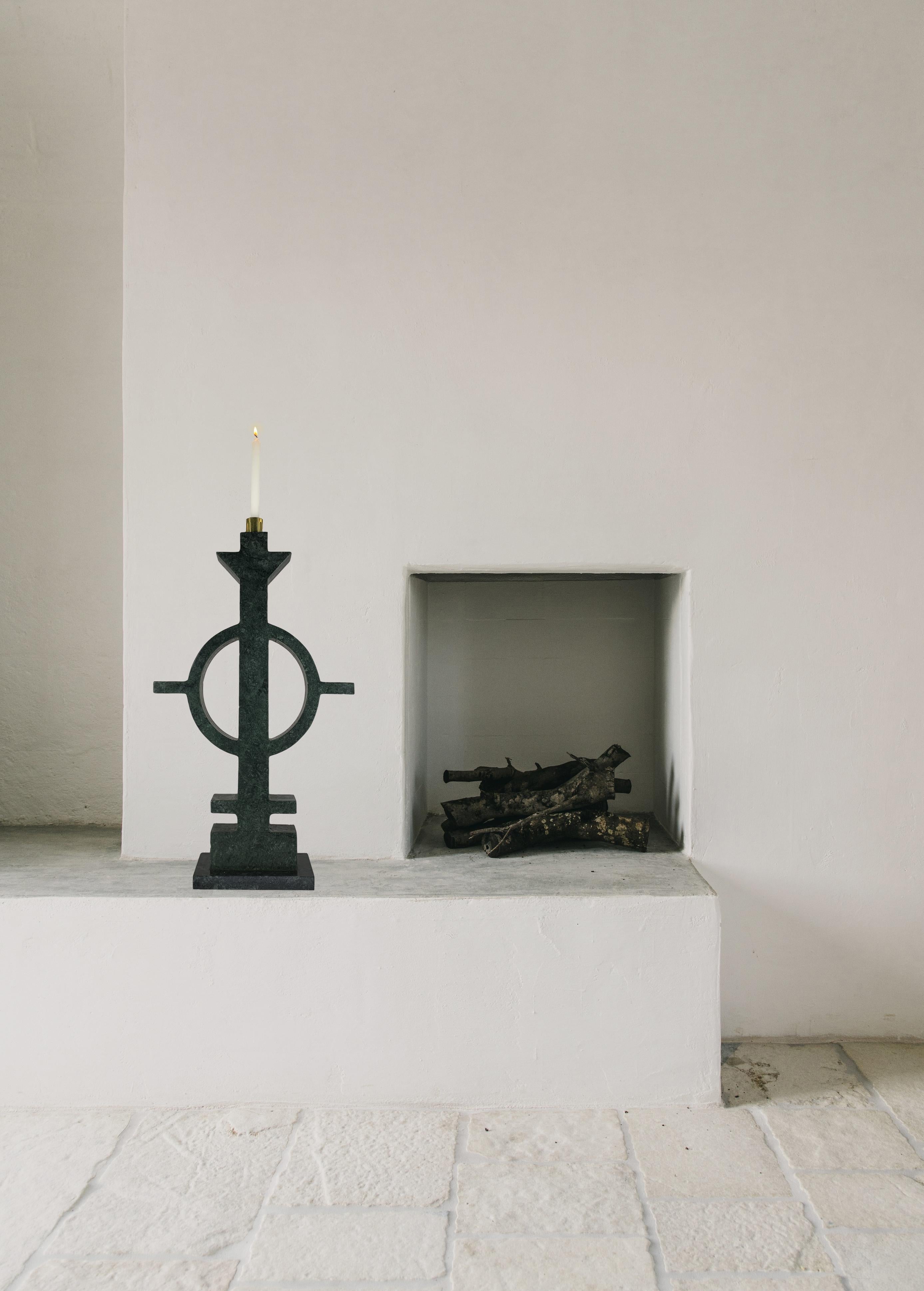 Marble Totem I, Candleholder Sculpture by Arturo Erbsman For Sale 1