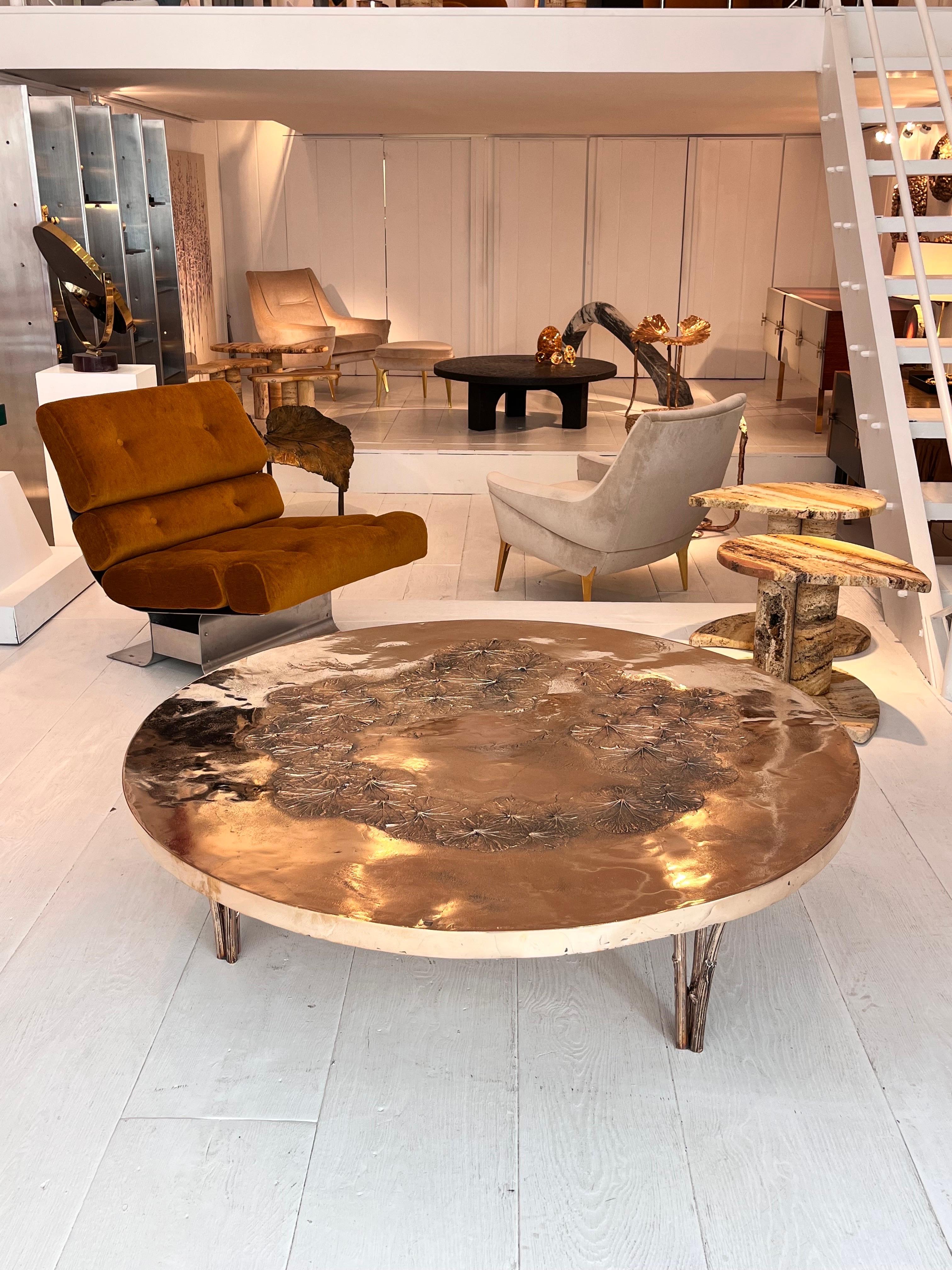 Tables d'appoint en marbre et travertin par Jean-Frédéric Bourdier en vente 6