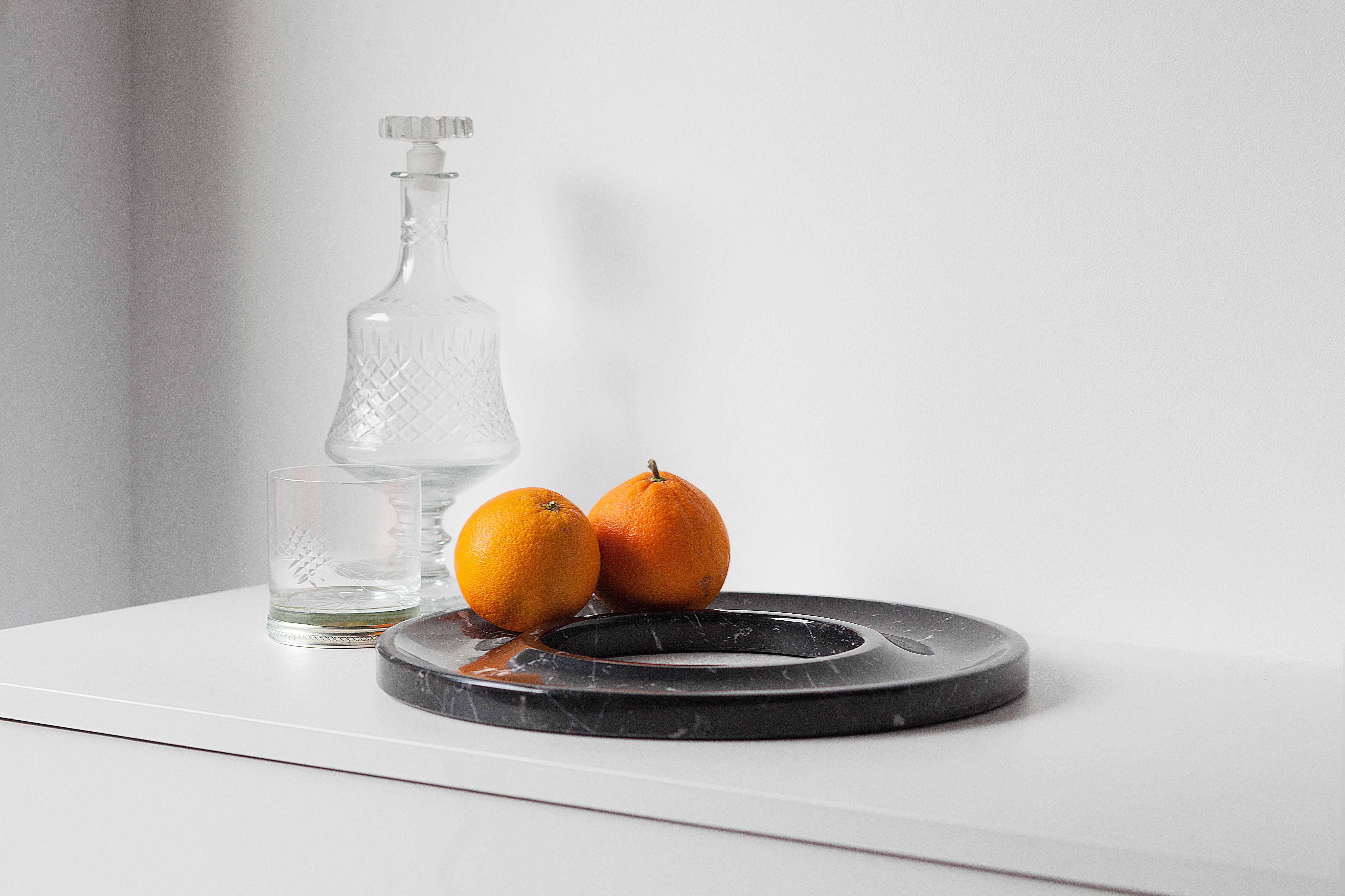 Spanish Marble tray, Marquina black Minimalist Tray, Marblelous Ring Tray by Aparentment For Sale