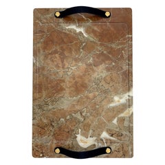 Marble Tray Reddish Color, with Leather Straps, Large