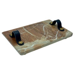 Marble Tray Reddish Color with Leather Straps, Small