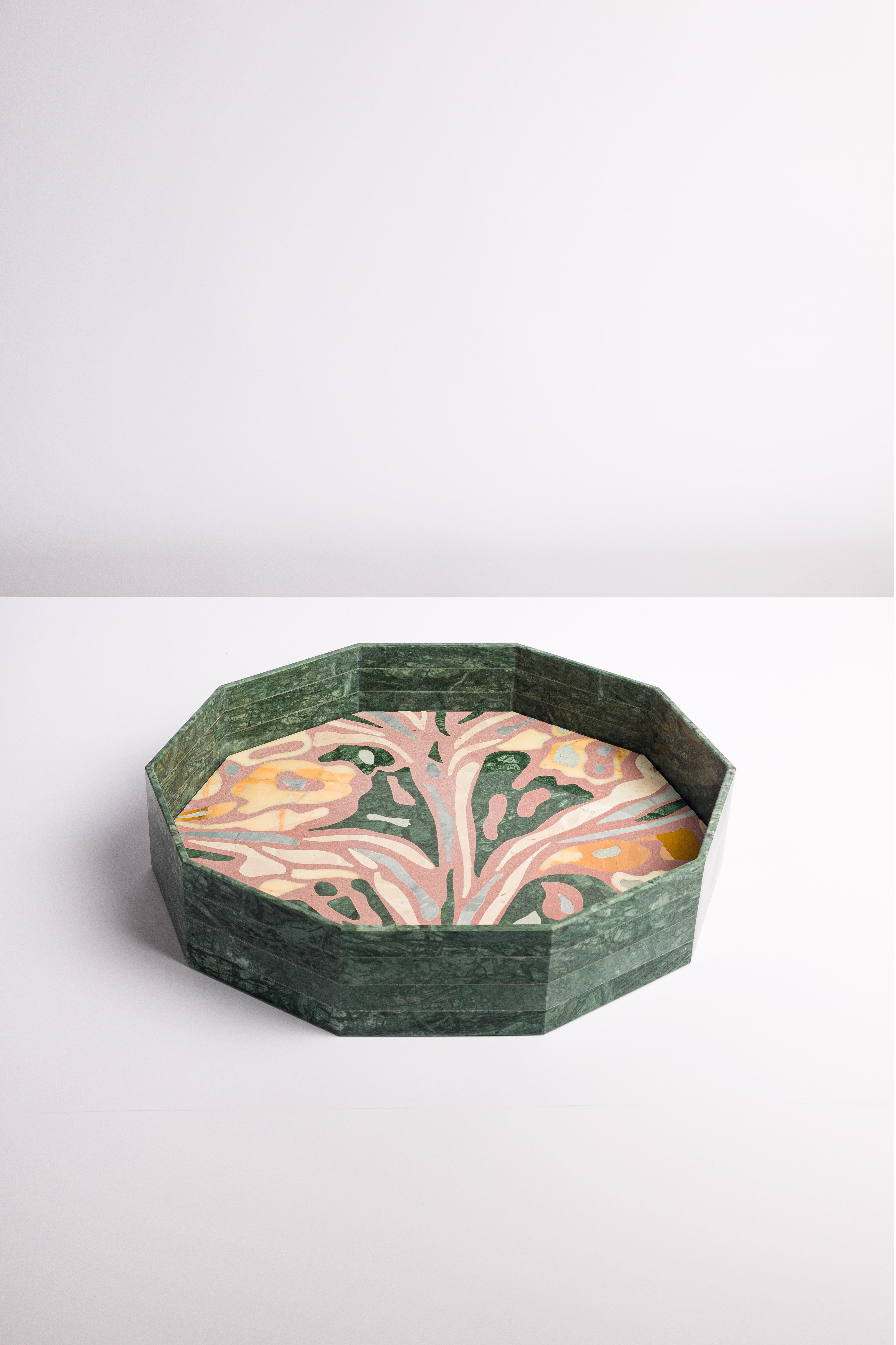 Moderno Zanellato/Bortotto vassoio / Vaso in marmo Verde Guatemala  In New Condition For Sale In Pordenone, PN