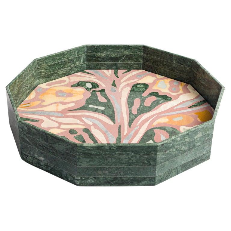 Marble Tray/Vases in Green Guatemala Marble and Cements For Sale at 1stDibs