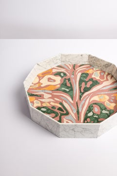 Moderno Vaso / Vassoio in marmo  Bianco Carrara e resina cemento