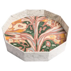 Moderno Vaso / Vassoio in marmo  Bianco Carrara e resina cemento