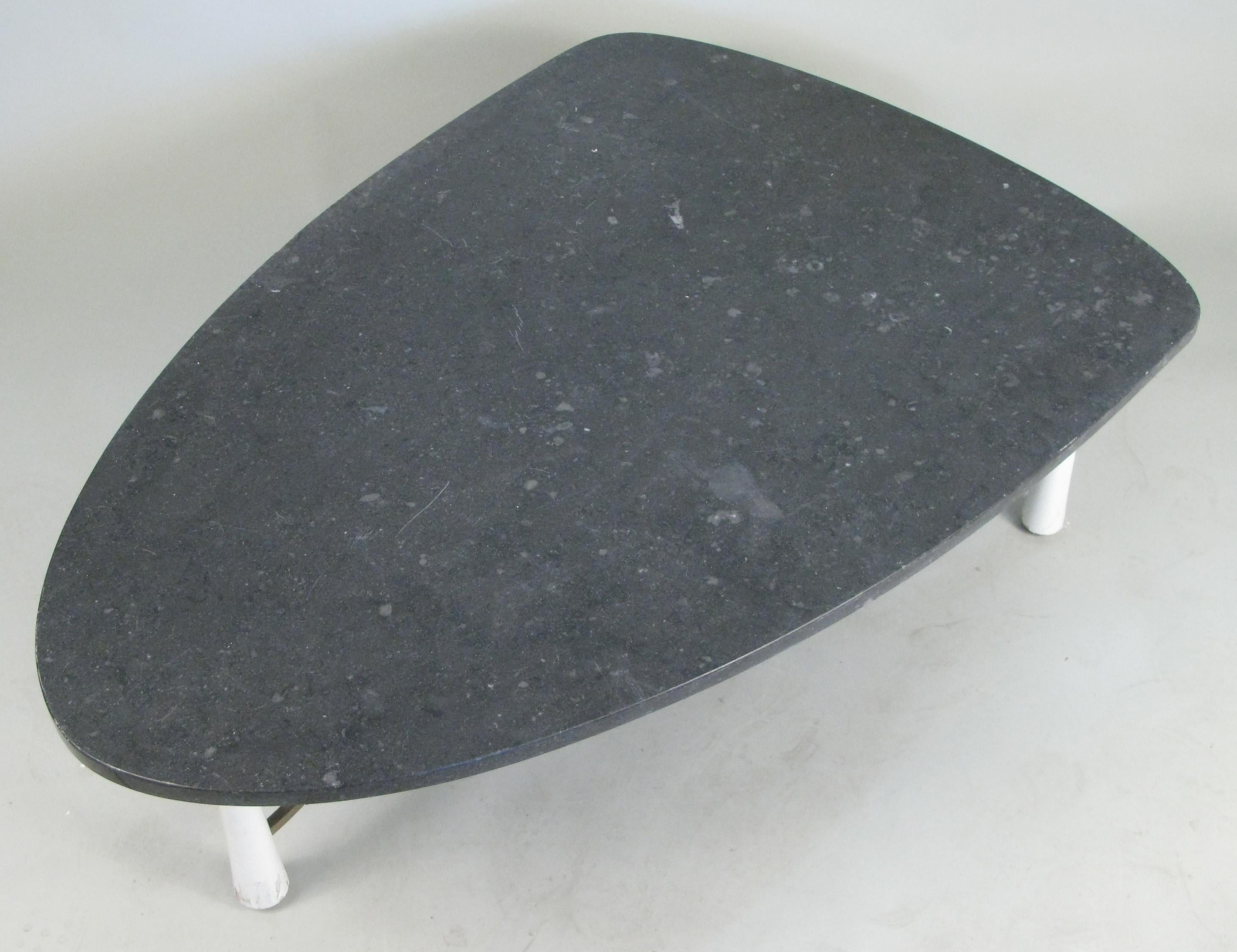 American Marble Triangular 1950s Cocktail Table