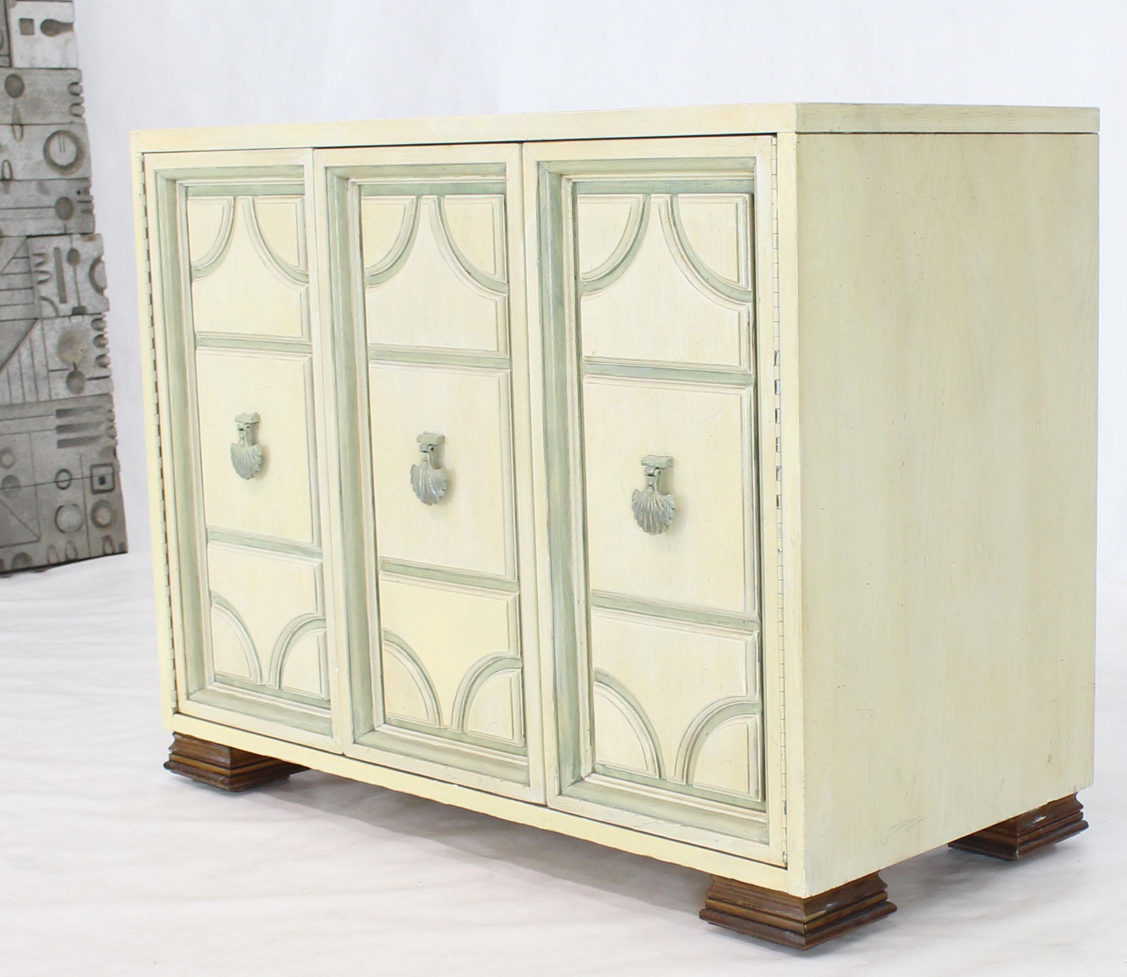 Mid-Century Modern Marble Two Tone Finish Folding Doors Bachelor Chest Cabinet Dorothy Draper Style For Sale