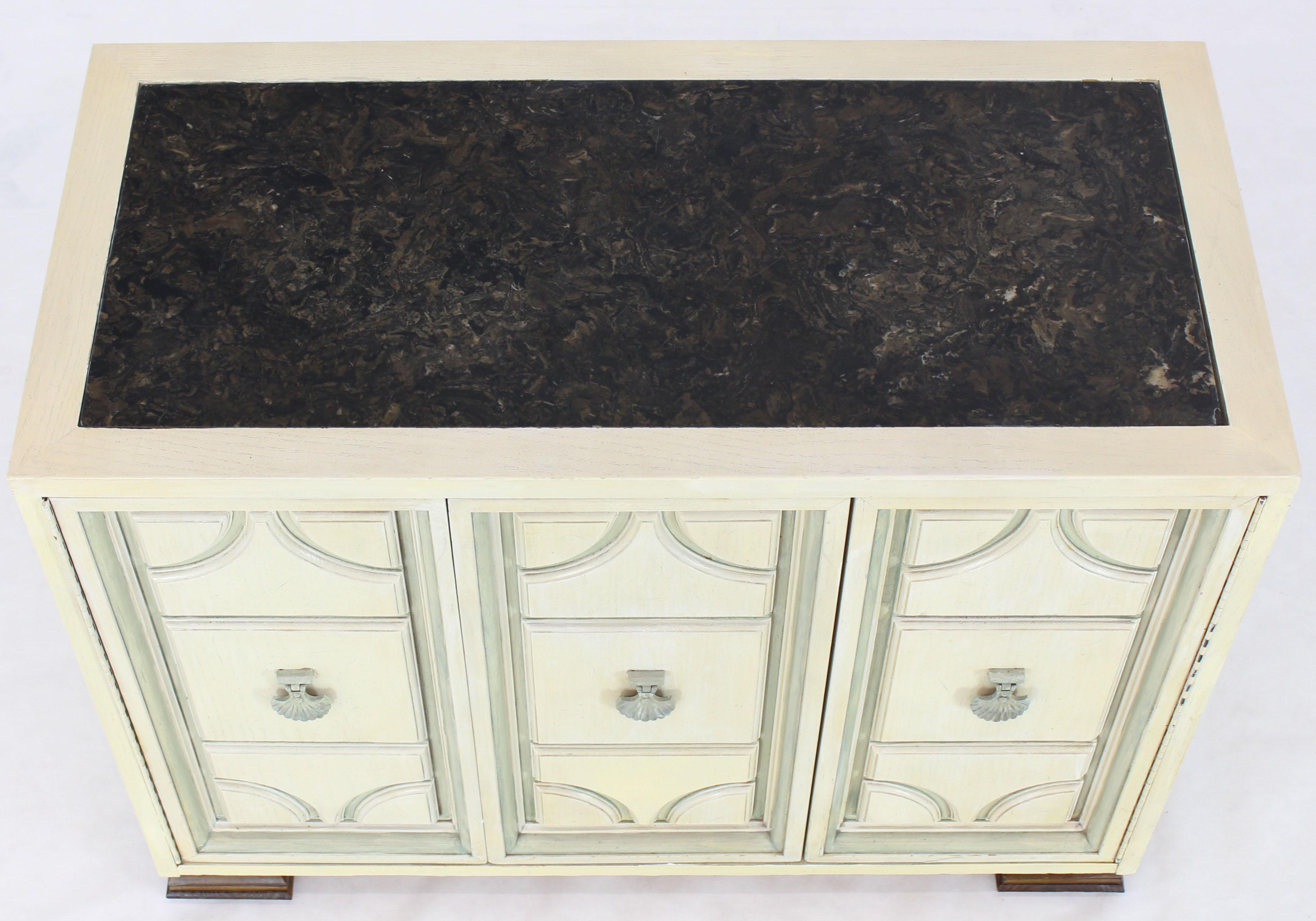Marble Two Tone Finish Folding Doors Bachelor Chest Cabinet Dorothy Draper Style In Good Condition For Sale In Rockaway, NJ