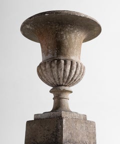Marble Urn on Stone Plinth