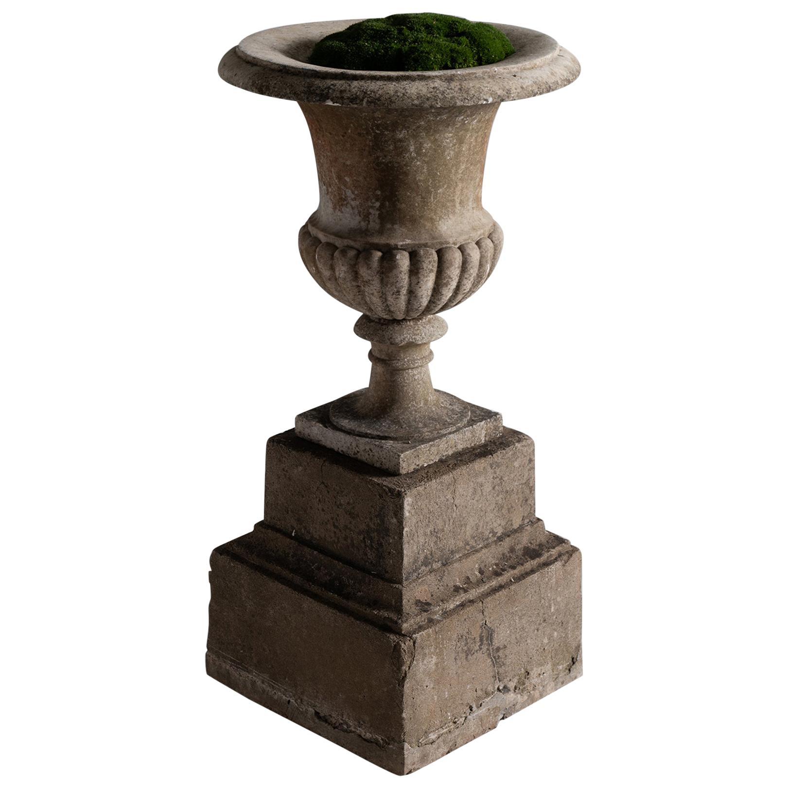 Marble Urn on Stone Plinth