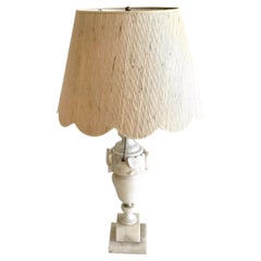 Marble Urn Table Lamp with Raffia Shade
