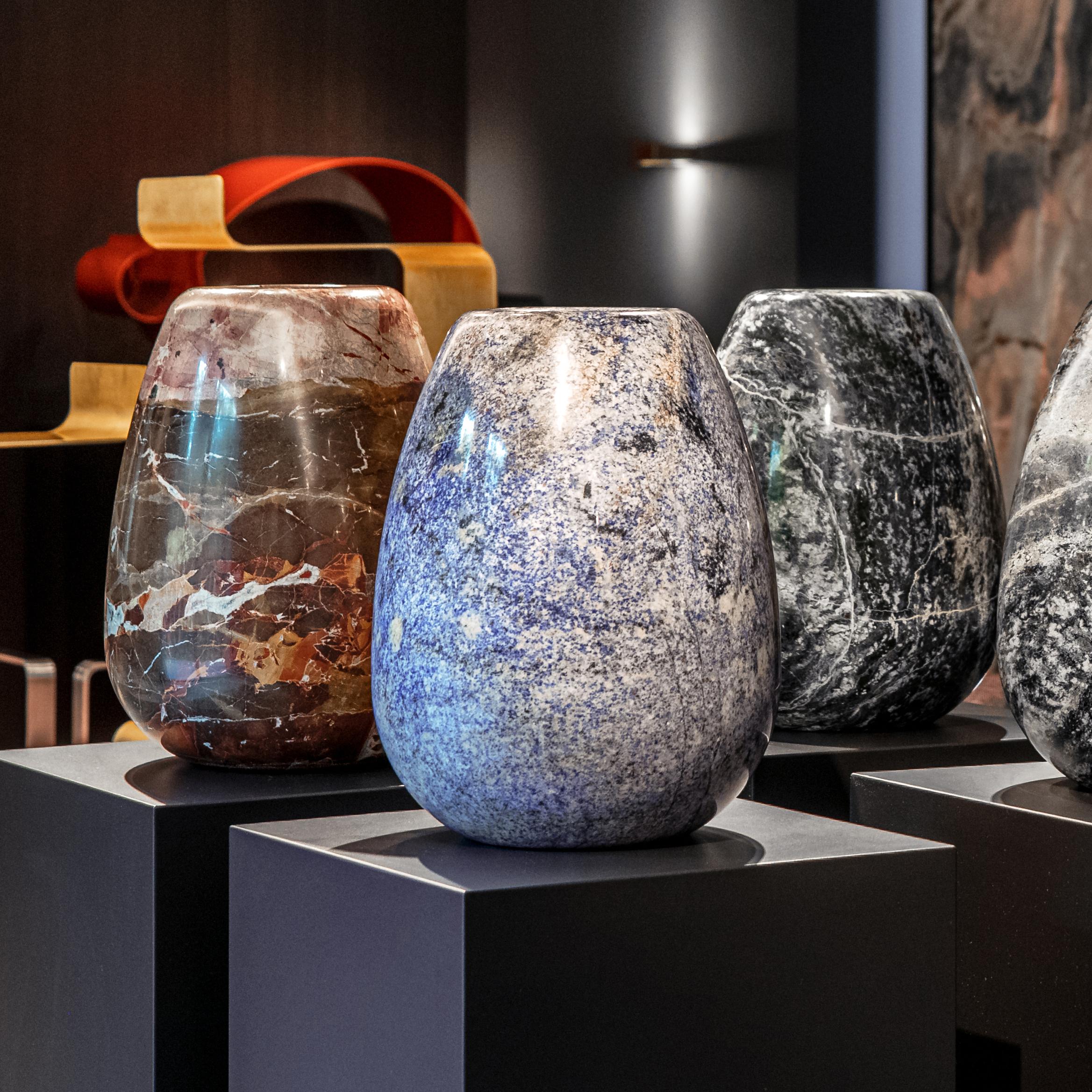 Mid-Century Modern Marble Vase Azul Bahia h50 design Franco Albini - edit by Officina della Scala For Sale