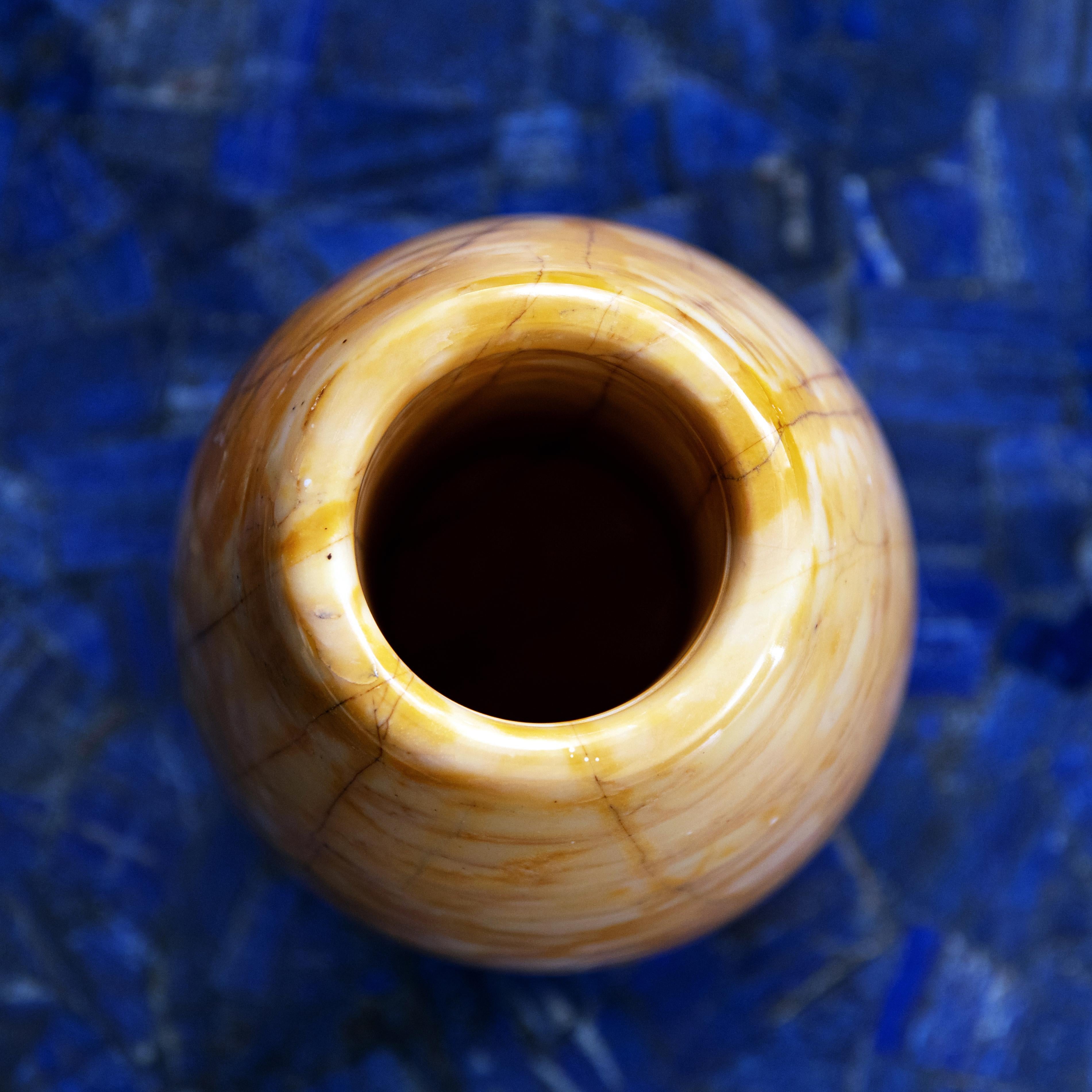 Mid-Century Modern Marble Vase Giallo Siena h25 design Franco Albini - edit by Officina della Scala For Sale