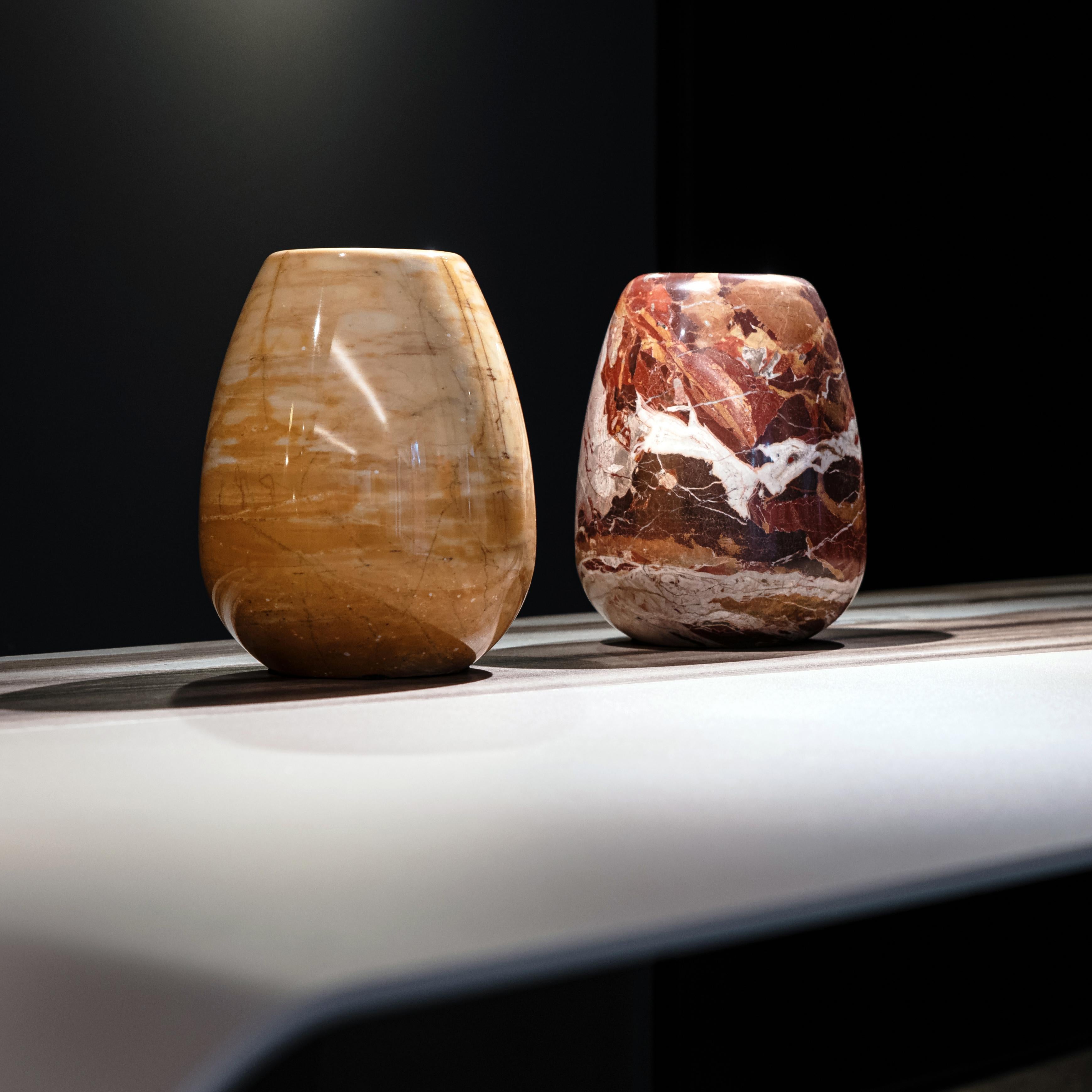 Polished Marble Vase Giallo Siena h25 design Franco Albini - edit by Officina della Scala For Sale