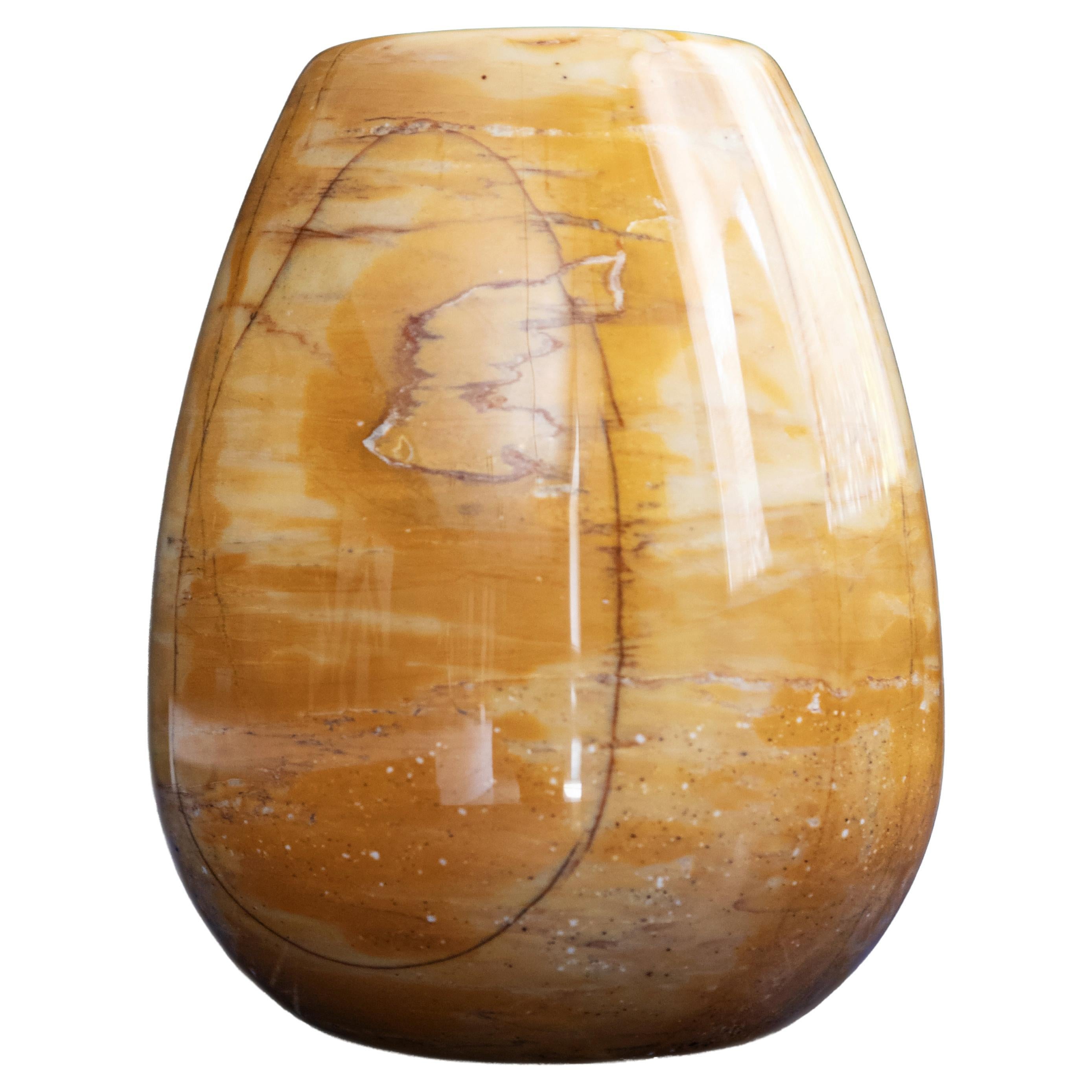 Marble Vase Giallo Siena h25 design Franco Albini - edit by Officina della Scala For Sale