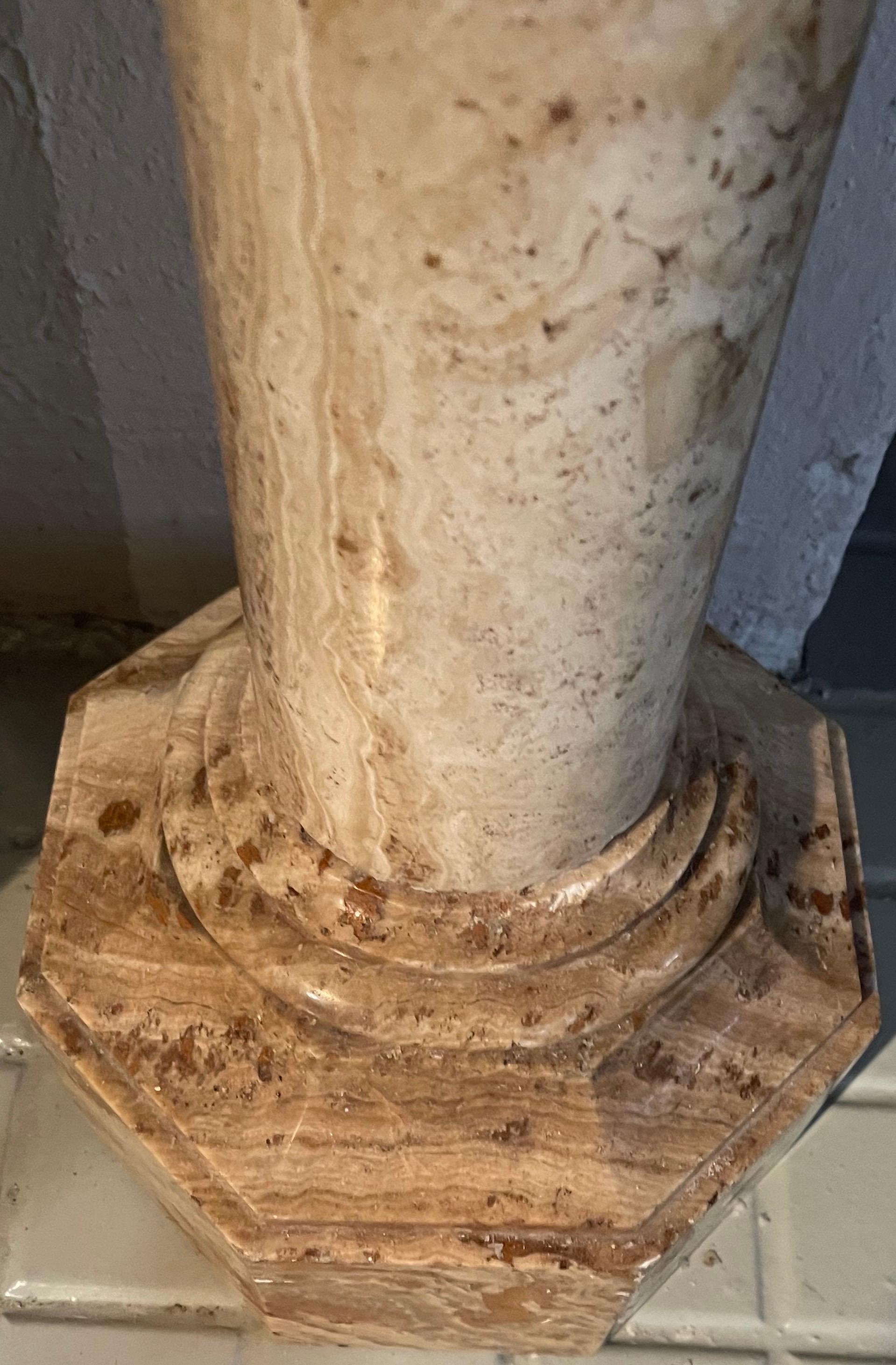 French Marble Vase Mounted on Beige Column, Louis XVI Style, Work, circa 1800 For Sale