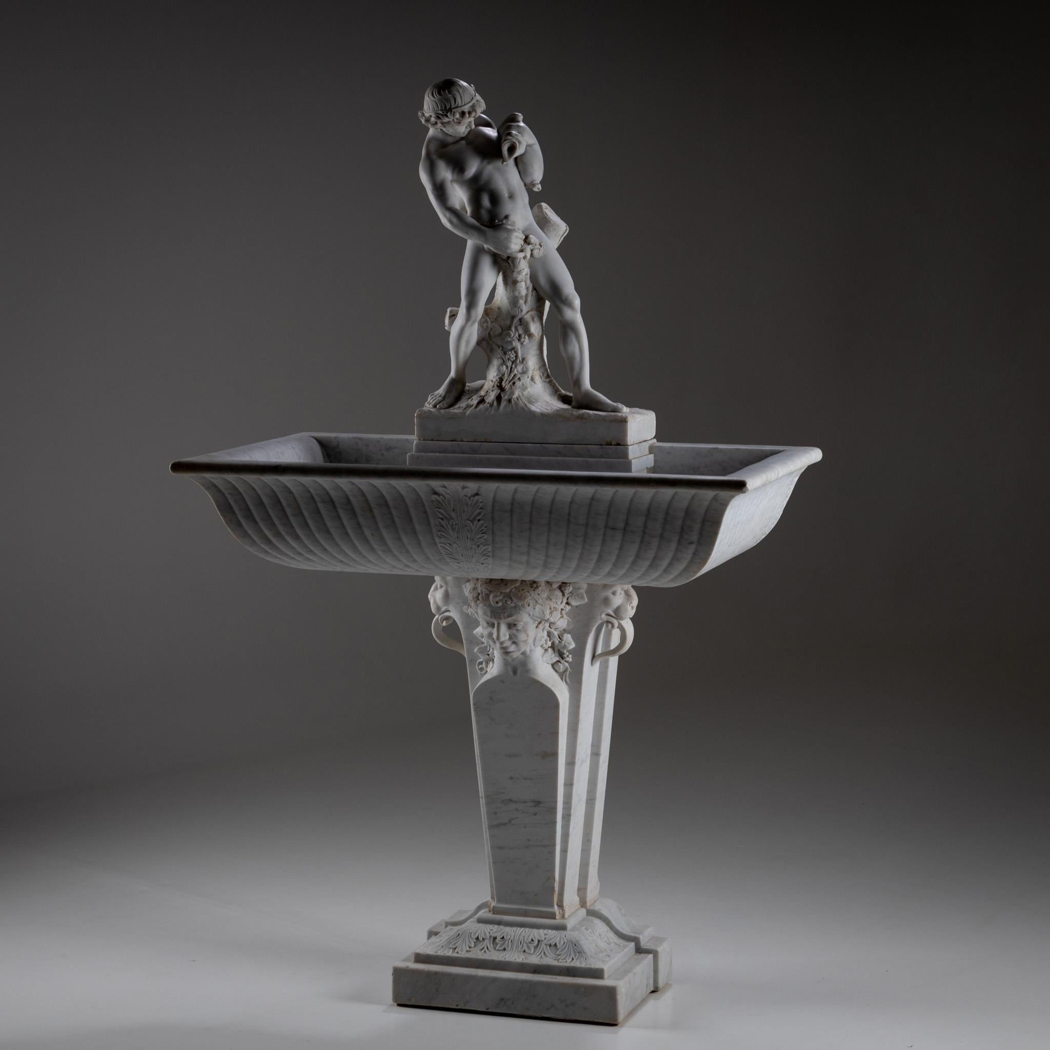 Marble Wall Fountain with Satyr, 19th Century For Sale 6