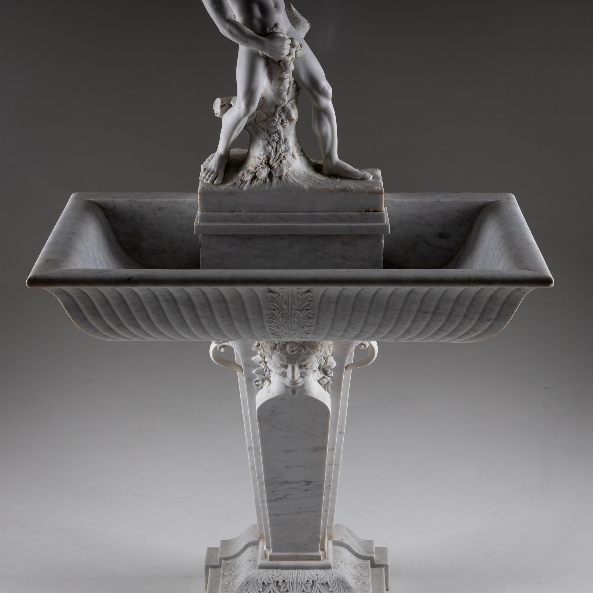 Marble Wall Fountain with Satyr, 19th Century For Sale 7